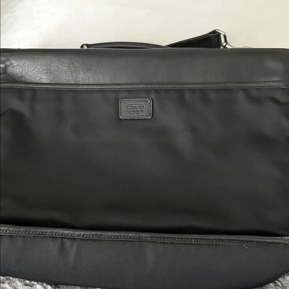 Coach Black Leather Laptop Bag | Silver Hardware | Work and Travel Ready - Picture 2 of 6